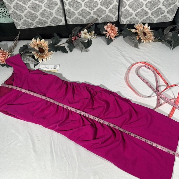 NWT‎ $385 Nicole Miller [ 4 ] Jersey Palazzo Off Shoulder Dress Very Berry - Picture 5 of 15